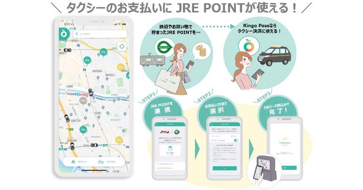 JR東日本、Ringo Passでタクシー料金の支払いにJRE POINTを利用できるサービスを開始