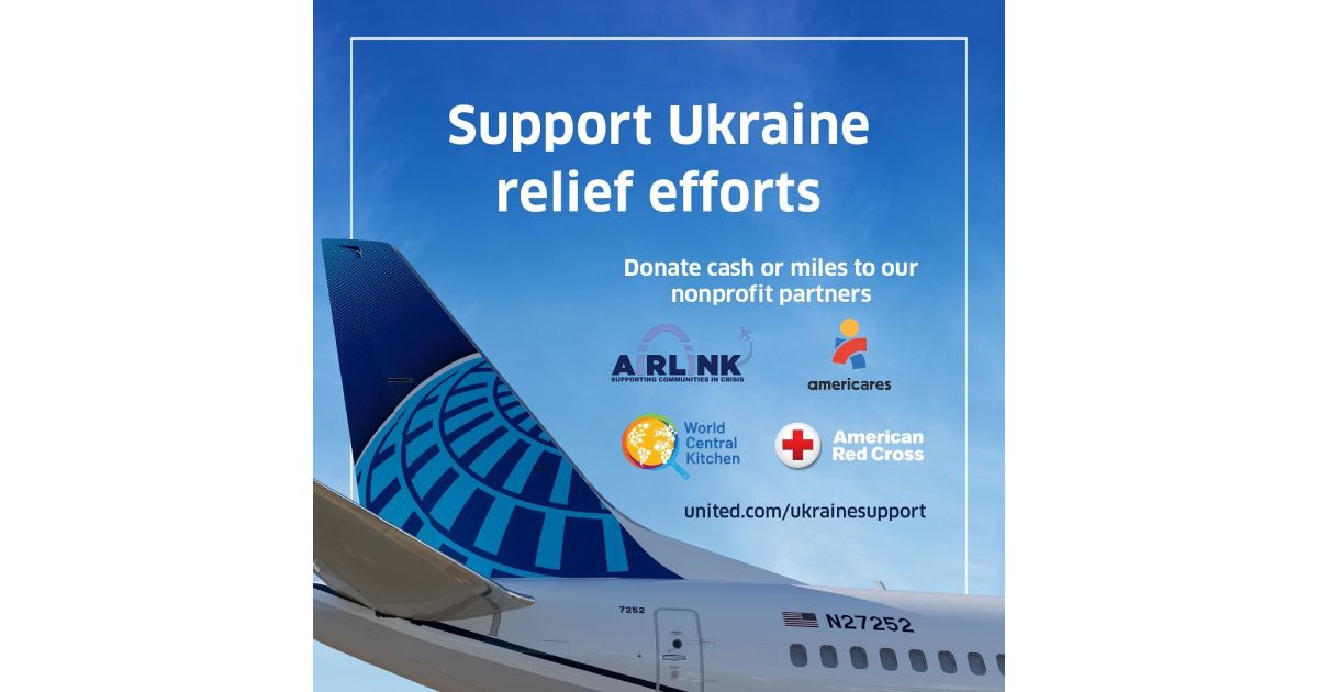 ユナイテッド航空、ウクライナへの支援・寄付を開始　250米ドル以上の寄付で1,000マイル獲得可能