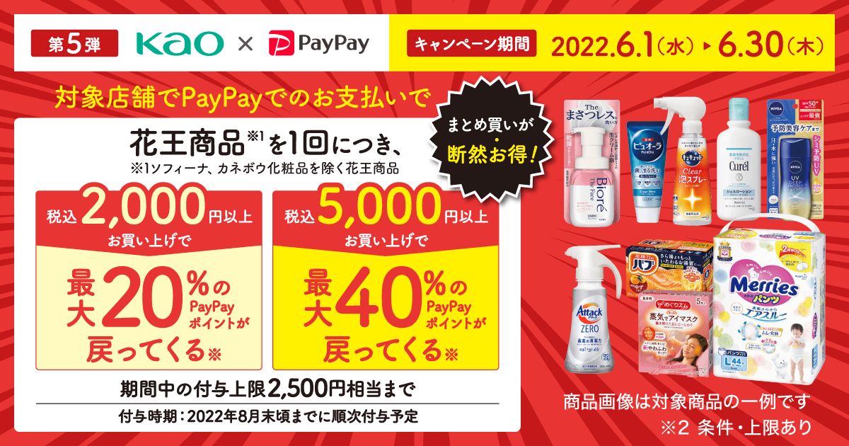 PayPayとYahoo! JAPAN、花王商品の購入で最大40％分のPayPayポイントが戻ってくるキャンペーンを実施