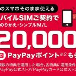 Yahoo!モバイル、ワイモバイルのSIM契約でもらえるPayPayポイントが最大20,000円相当に