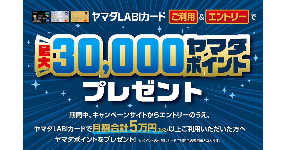 ヤマダLABIカード、最大3万ヤマダポイントを獲得できるキャンペーンを実施