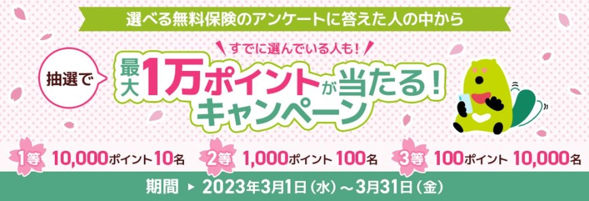 三井住友カード、「選べる無料保険」のアンケート回答で最大1万ポイントが当たるキャンペーン実施