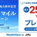 WealthNavi for JAL、サービス開始5周年記念でボーナスマイルキャンペーンを実施
