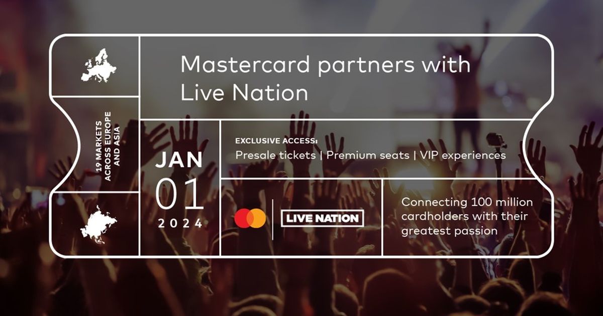 Mastercard、Live Nationと提携してコンサートの先行販売チケットやプレミアムシート、VIP体験を提供